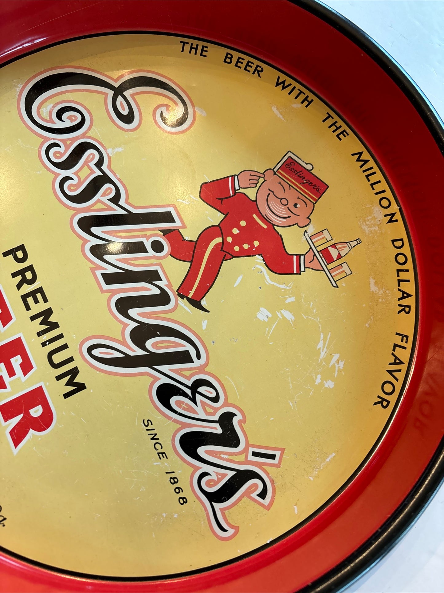 VTG Esslinger's Little Man Philadelphia PA Beer Tray 13 Inch Good Condition NICE
