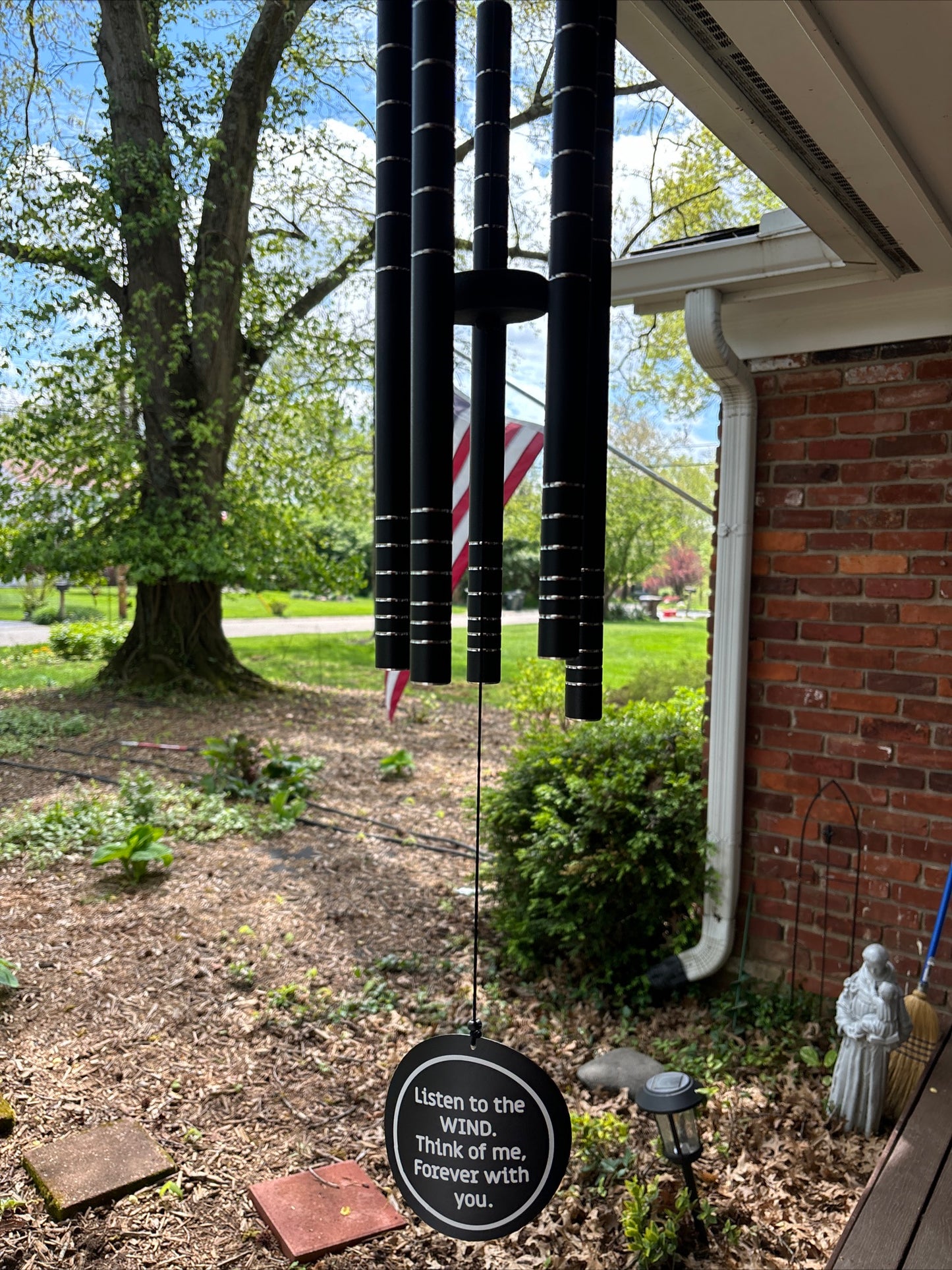 On Angel's Wings Personalized Memorial Premium Wind Chimes 41 inch long