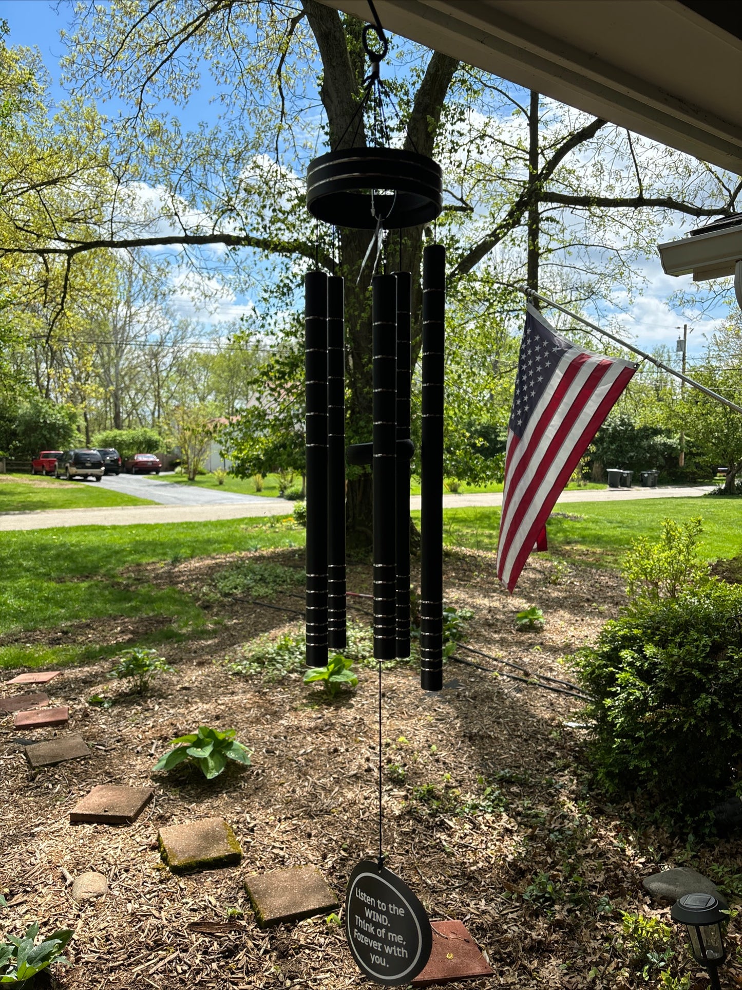 On Angel's Wings Personalized Memorial Premium Wind Chimes 41 inch long