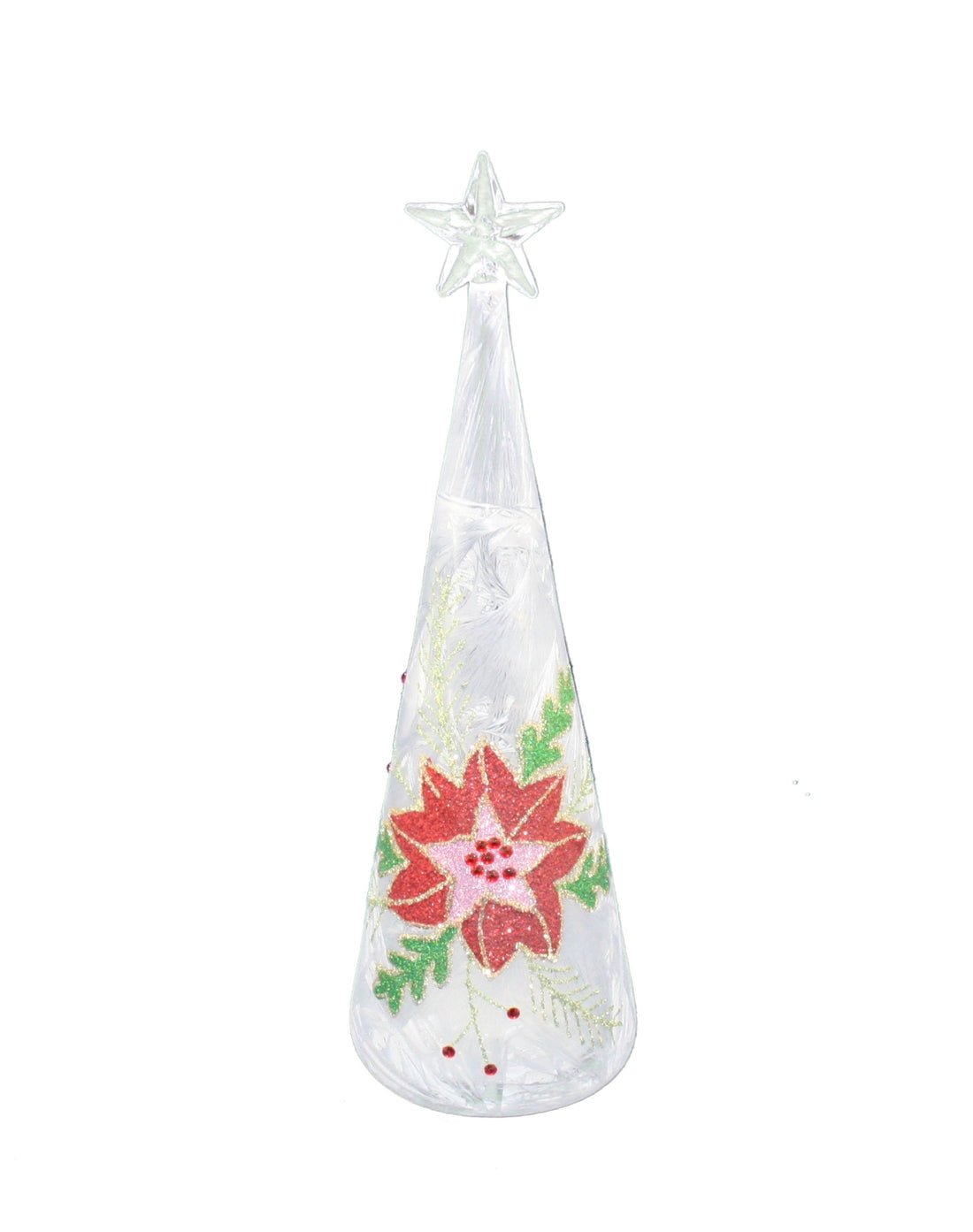 Beautiful Christmas LED Glass Poinsettia Tree - Med
