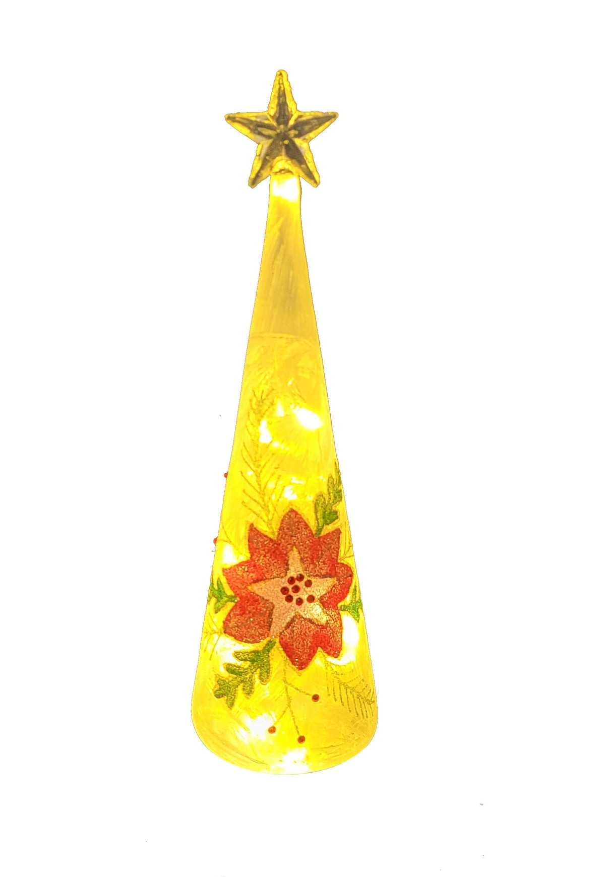 Beautiful Christmas LED Glass Poinsettia Tree - Med