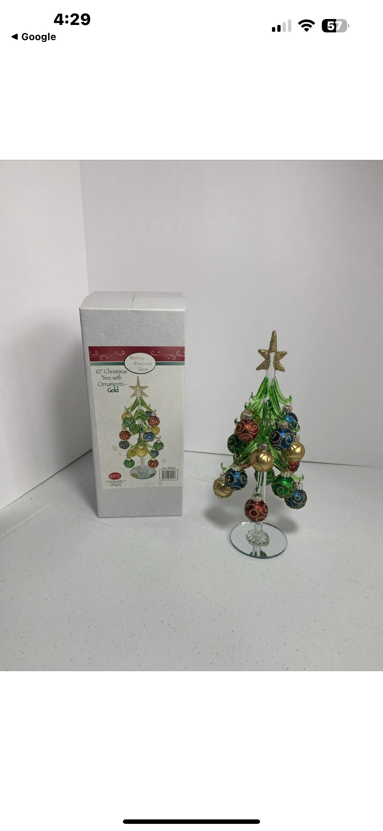 Holiday Tree 16 Gold accented ornaments glass Christmas tree 10 inches