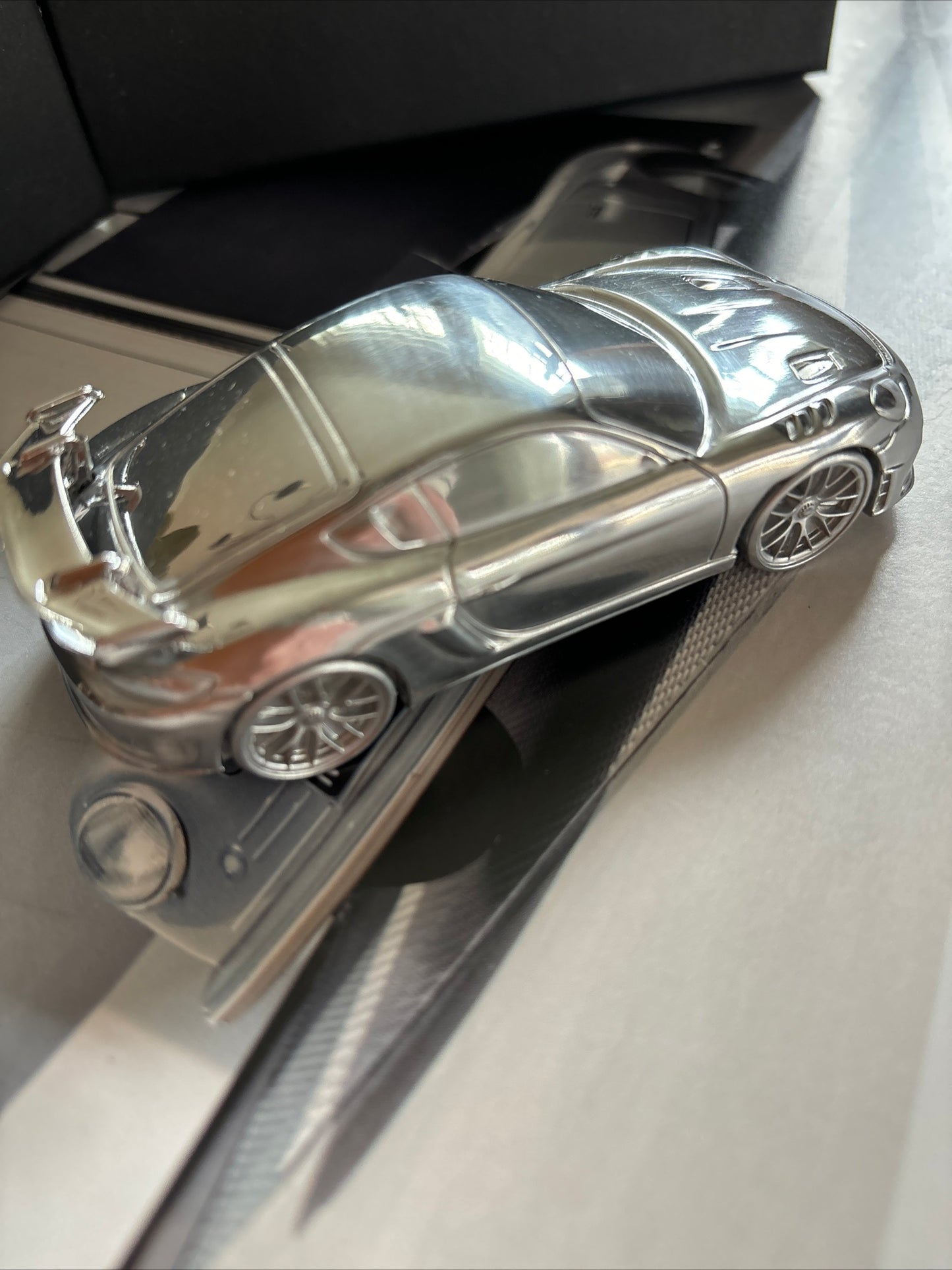 Porsche 1/43 718 Cayman GT4 RS Paperweight--Aluminum Chrome Model Car