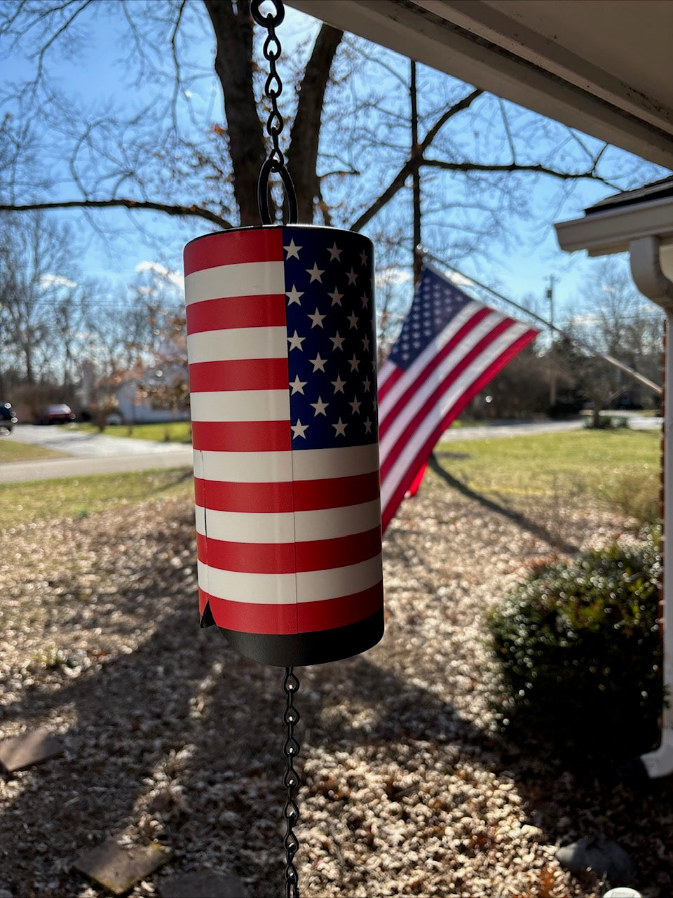 American Flag Cow Bell Wind Chime deep sound bell