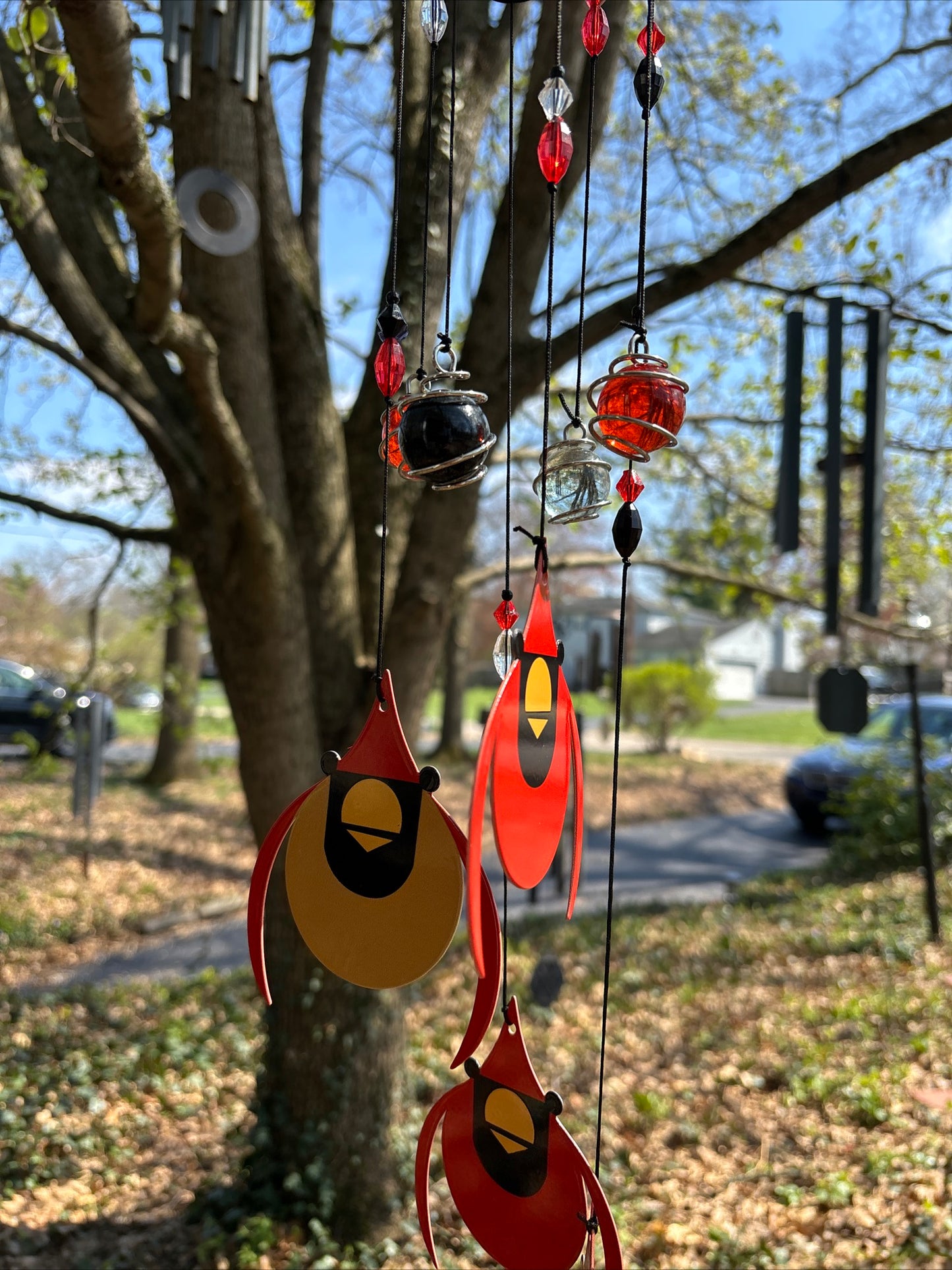 Charley Harper Cardinal Courtship Spiral Wind Chime