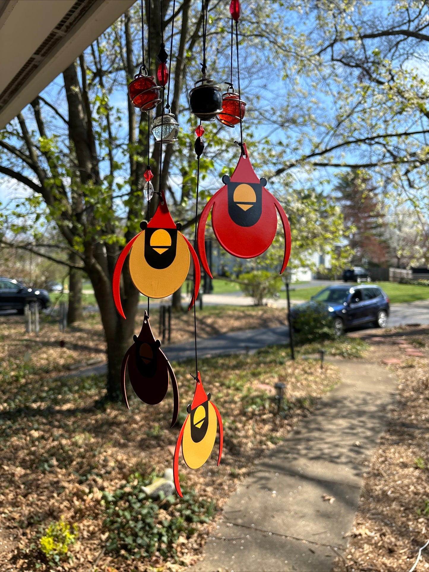Charley Harper Cardinal Courtship Spiral Wind Chime