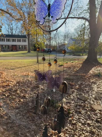 Beautiful, 36 inch Purple Morpho Butterfly Wind Chime bell