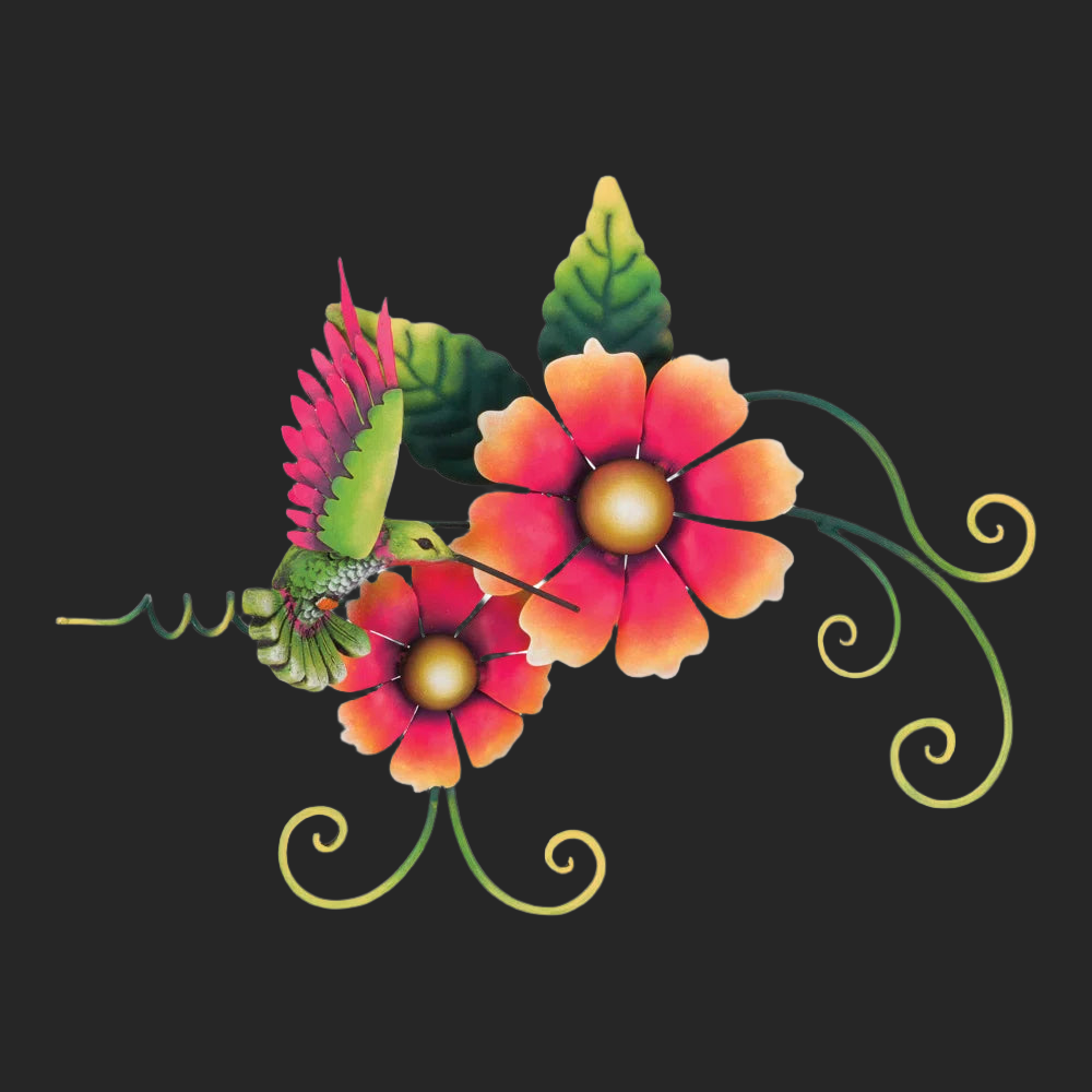 Hummingbird Double Flower Wall Decor