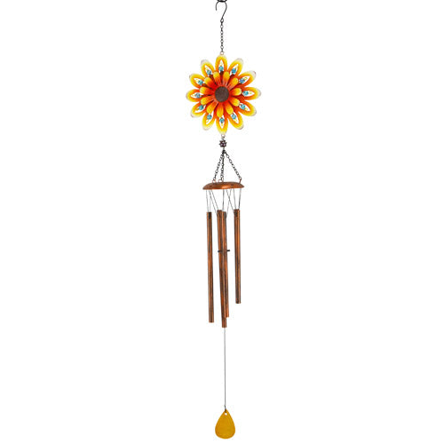 Metal Flower Yellow Wind Chime - 37 inch