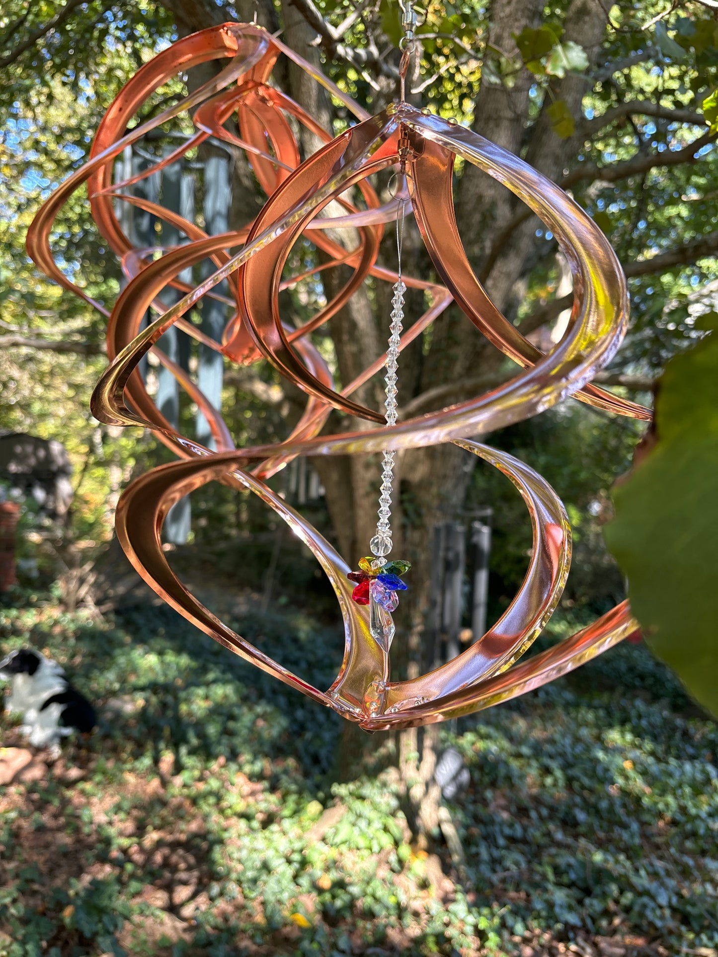 On Angels Wings Tribute 14 inch Wind Spinner, Beautiful Crystals