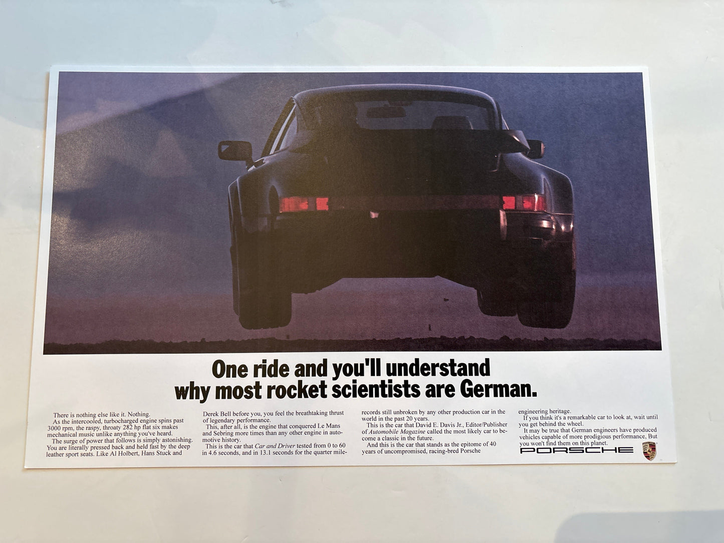 Porsche poster One Ride you’ll understand Why rocket scientist are German