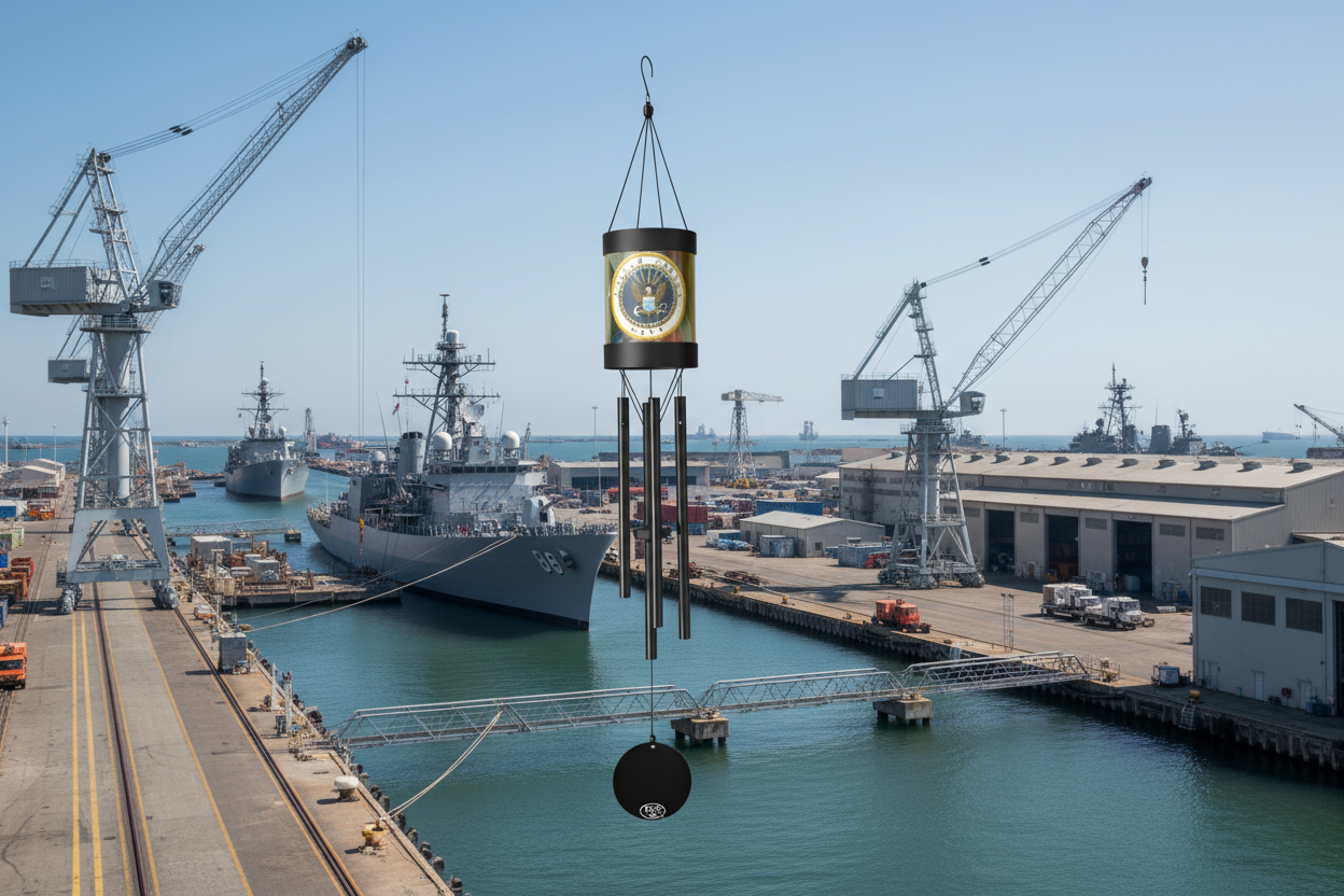 Navy Solar Lantern Wind Chime - 30 inch