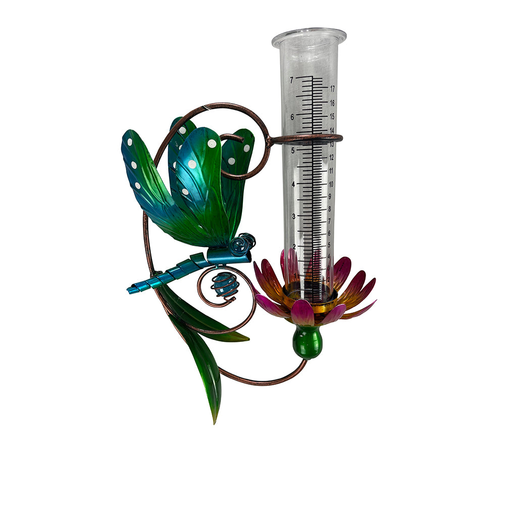 Rain Gauge Dragonfly Blue Green