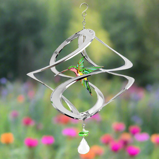 Cosmix Silver Hummingbird Wind Spinner