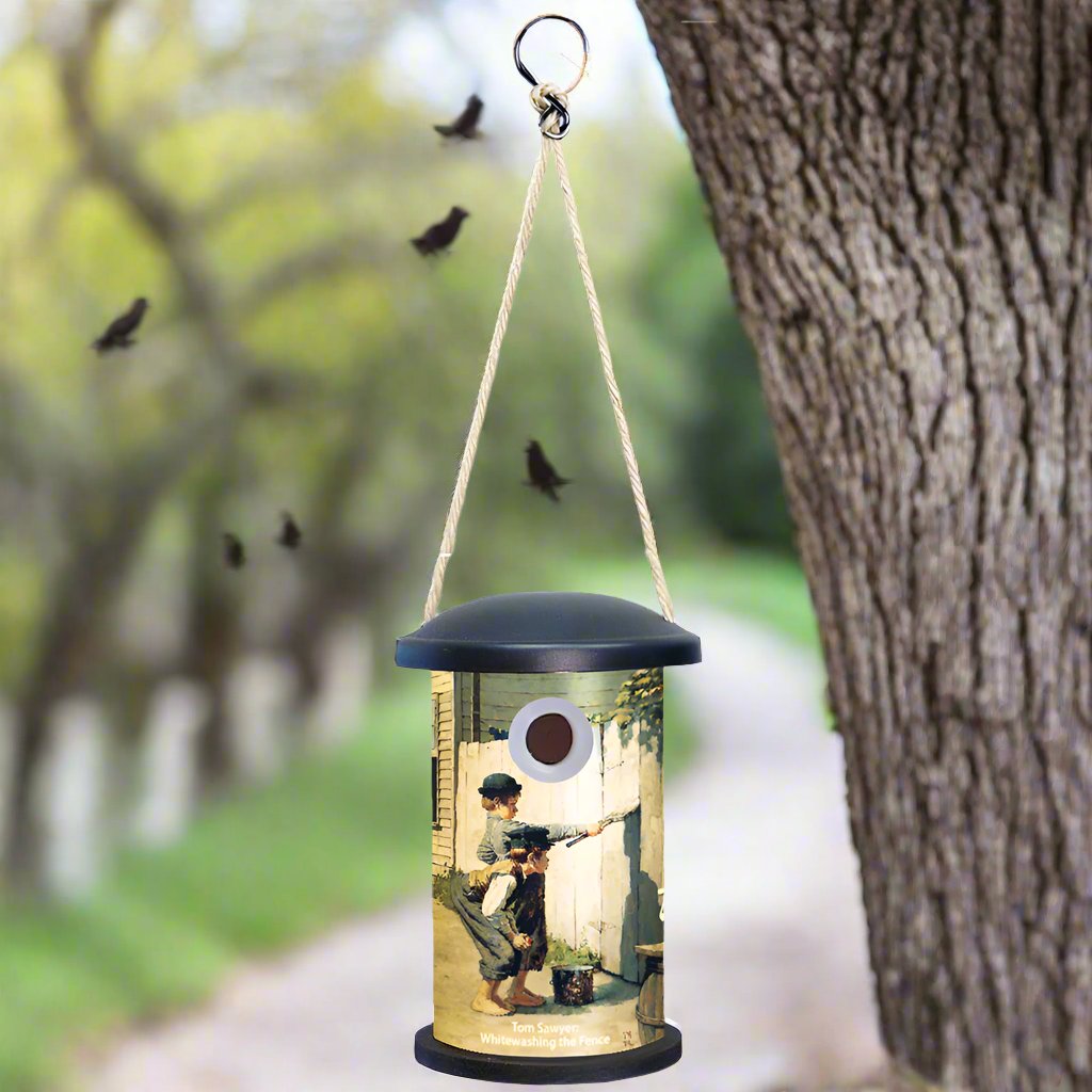 Birdhouse Norman Rockwell Fence Small