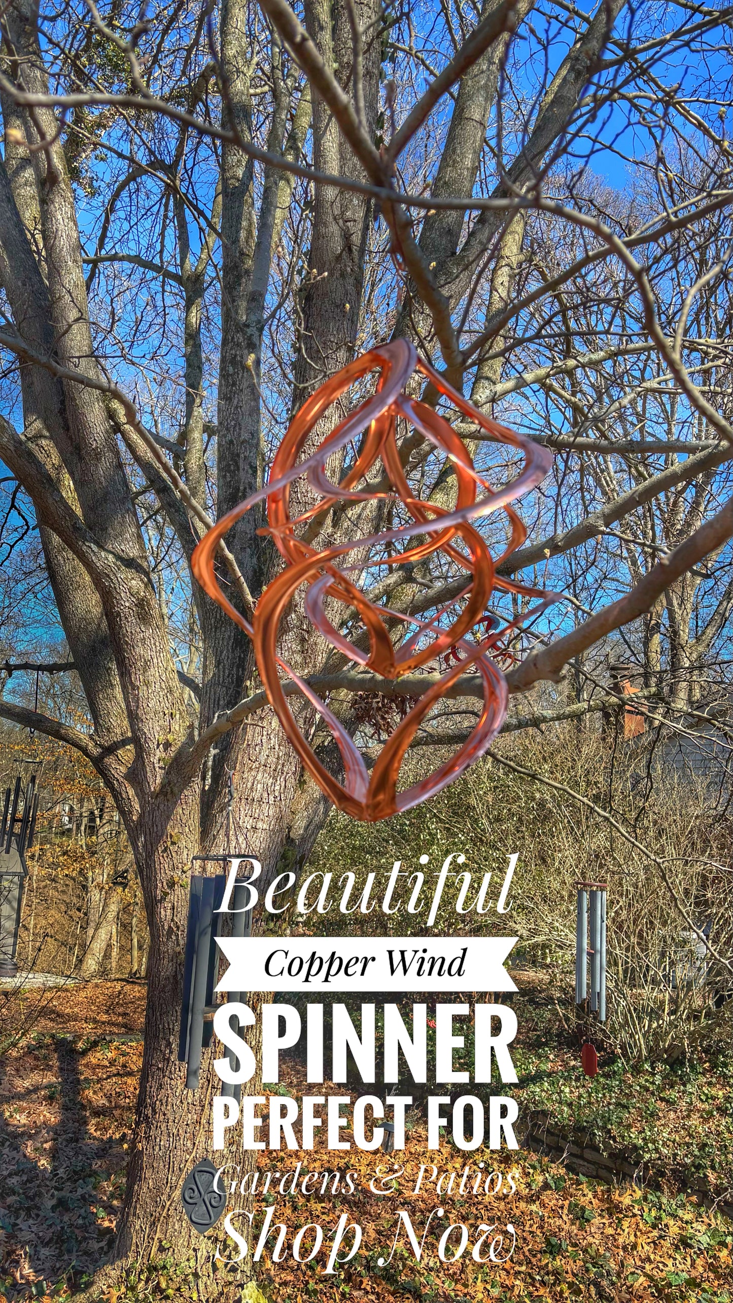 Cosmix 14” Copper Double Wind Spinner – Metal Kinetic Garden Art for Yard & Patio