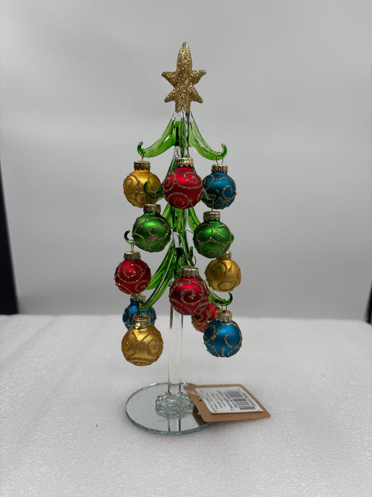 Holiday Tree 16 Gold  accented ornaments glass Christmas tree 10 inches