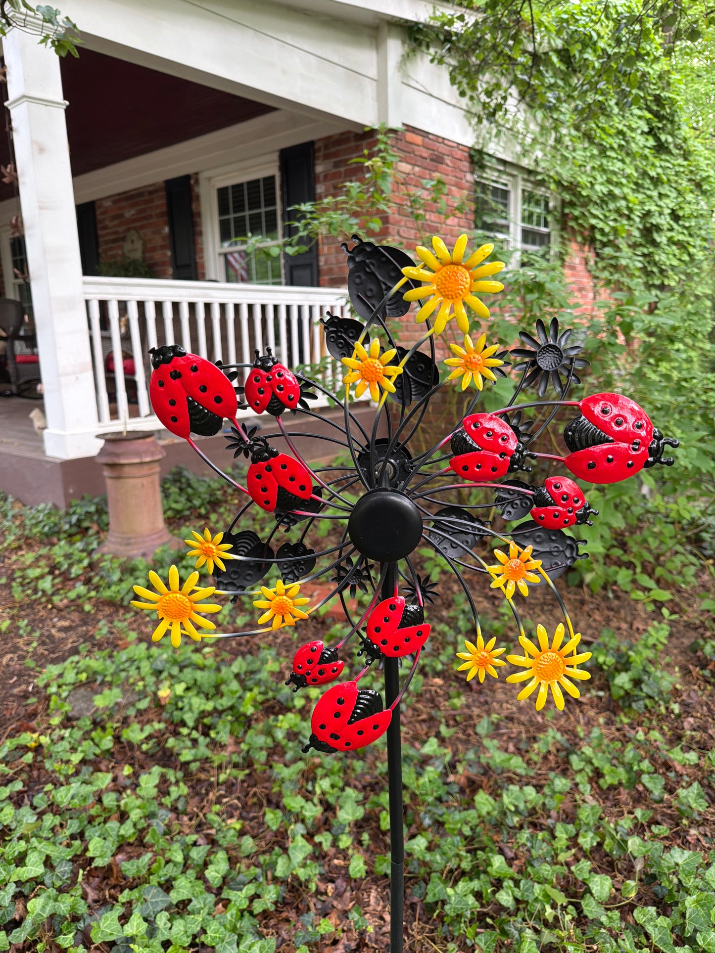 Colorful Ladybug & Daisy, Dual Wind Spinner 56x18