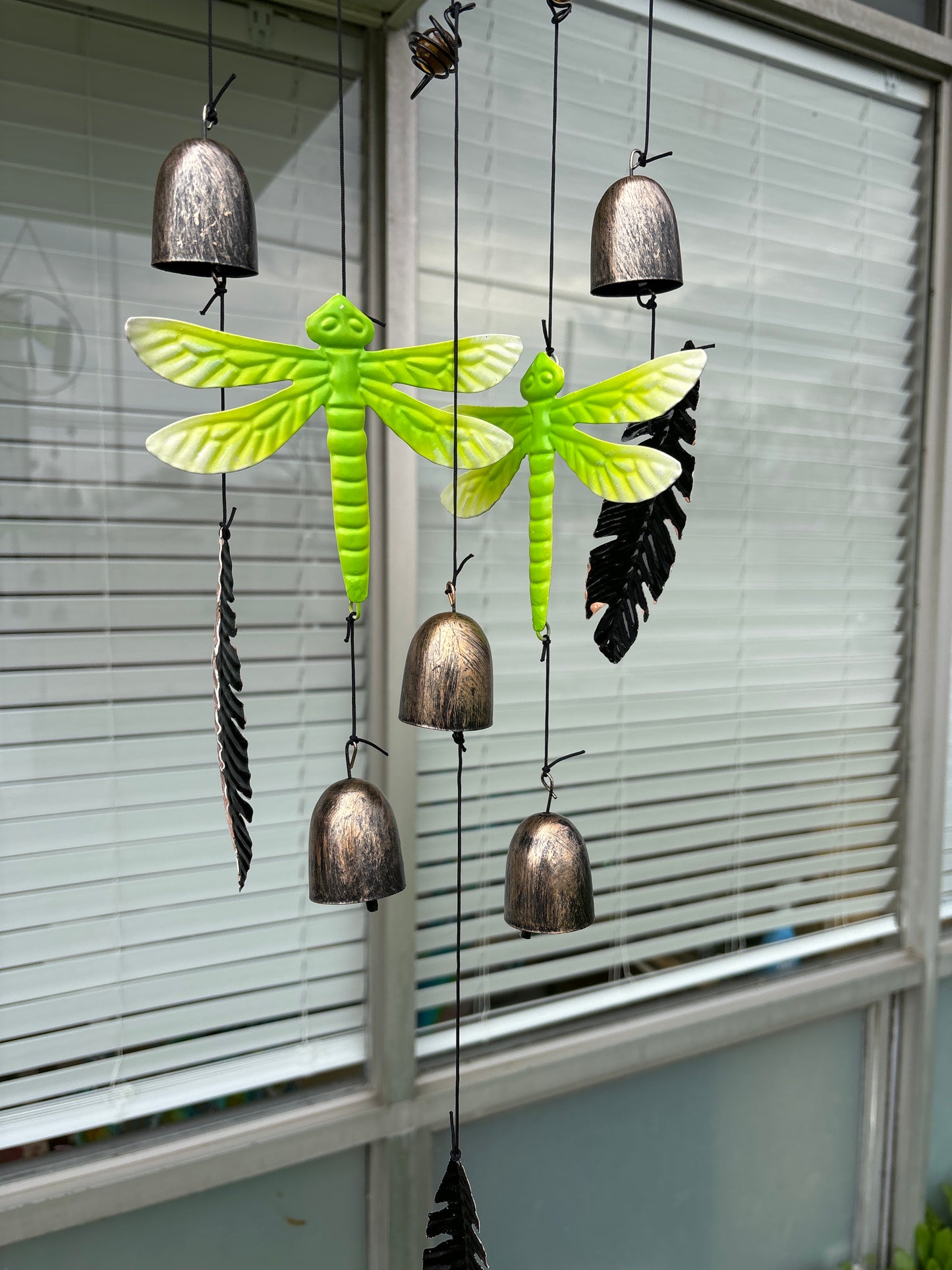 Wind Chime Bells,mobile Glass marbles green dragonfly