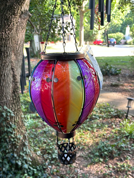 Hot Air Balloon, glass, solar lantern hand made