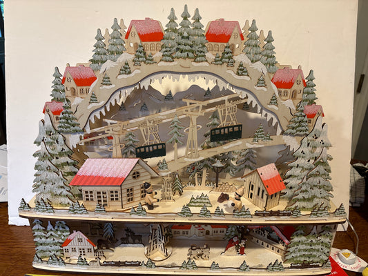 Large Holiday wooden lighted Christmas village