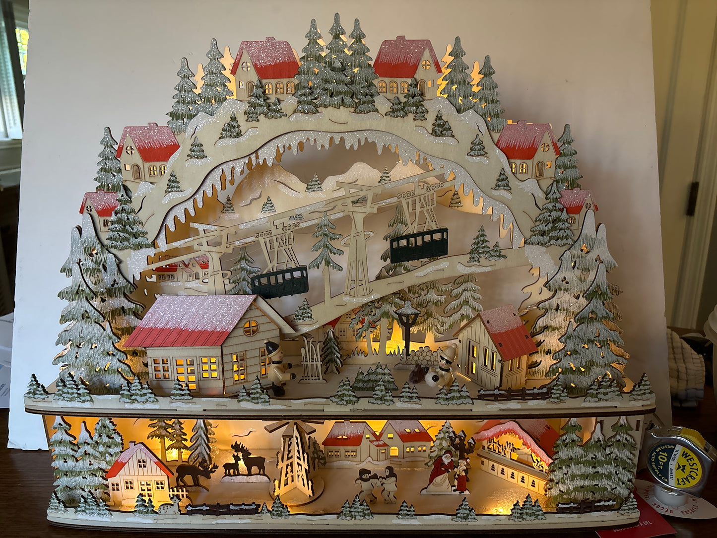 Large Holiday wooden lighted Christmas village