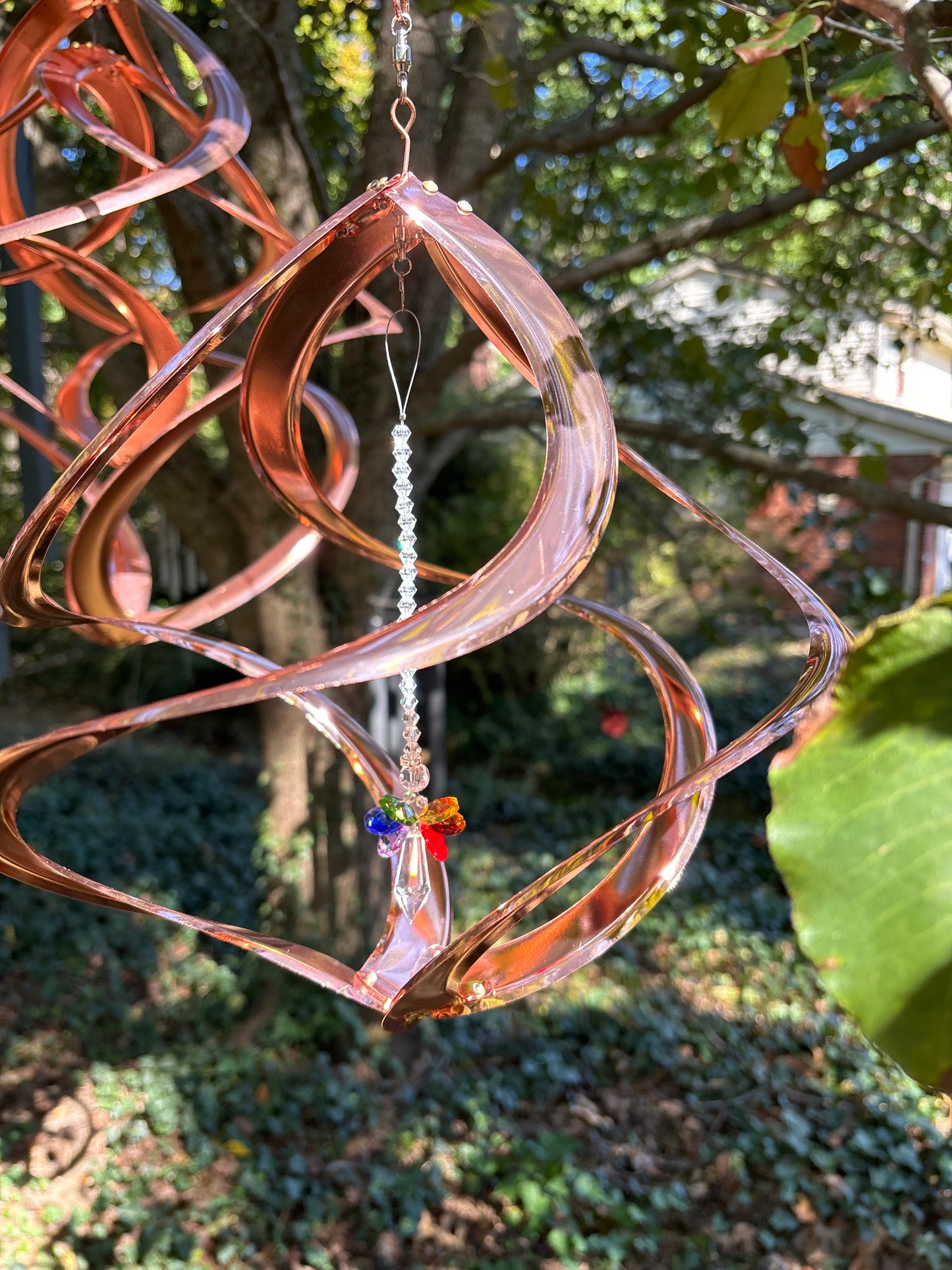 On Angels Wings Tribute 14 inch Wind Spinner, Beautiful Crystals