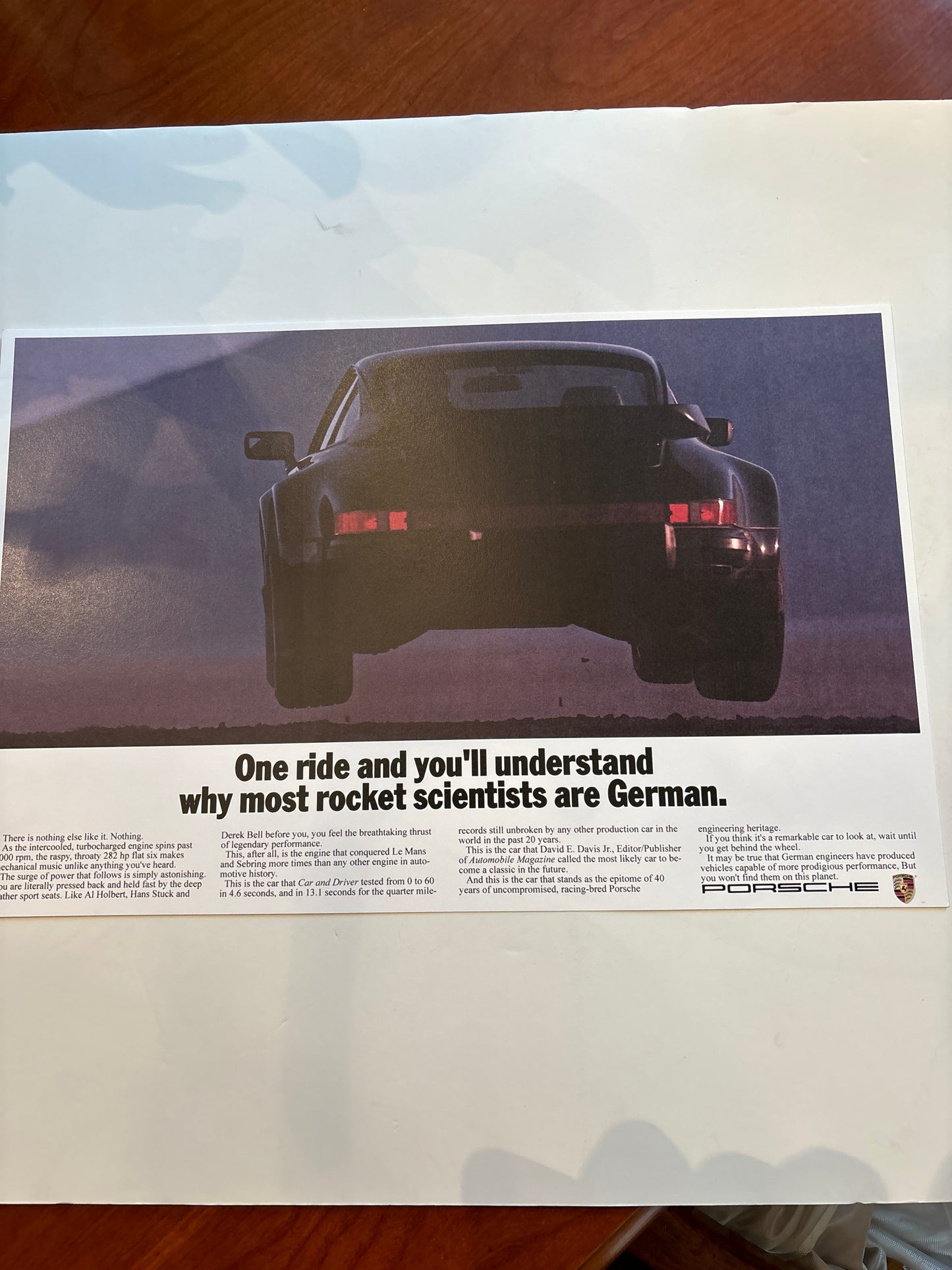 Porsche poster One Ride you’ll understand Why rocket scientist are German