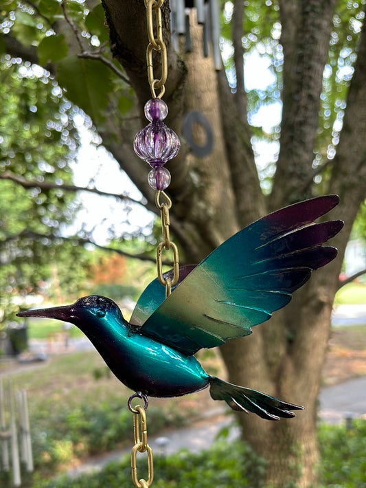 Beautiful handcrafted metal￼ Garden Bell Hummingbird