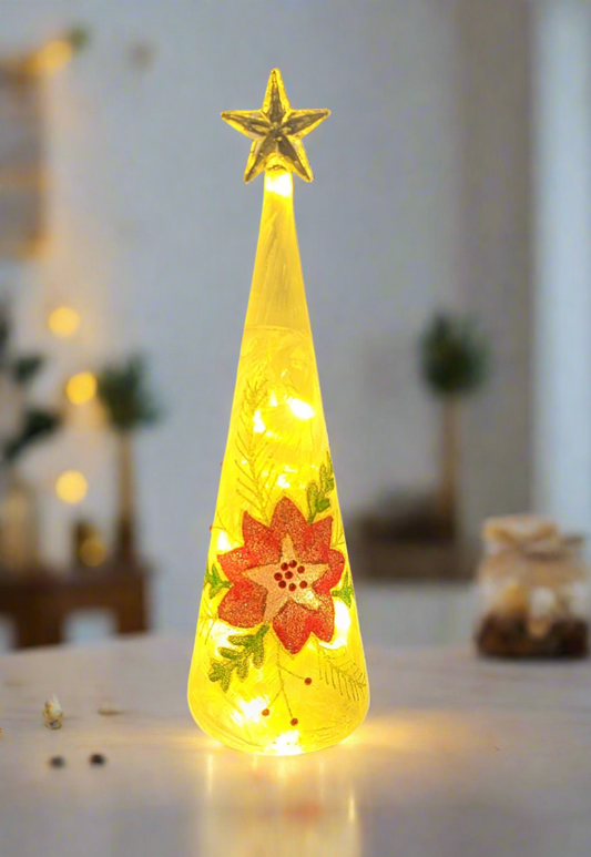 Beautiful Christmas LED Glass Poinsettia Tree - Med