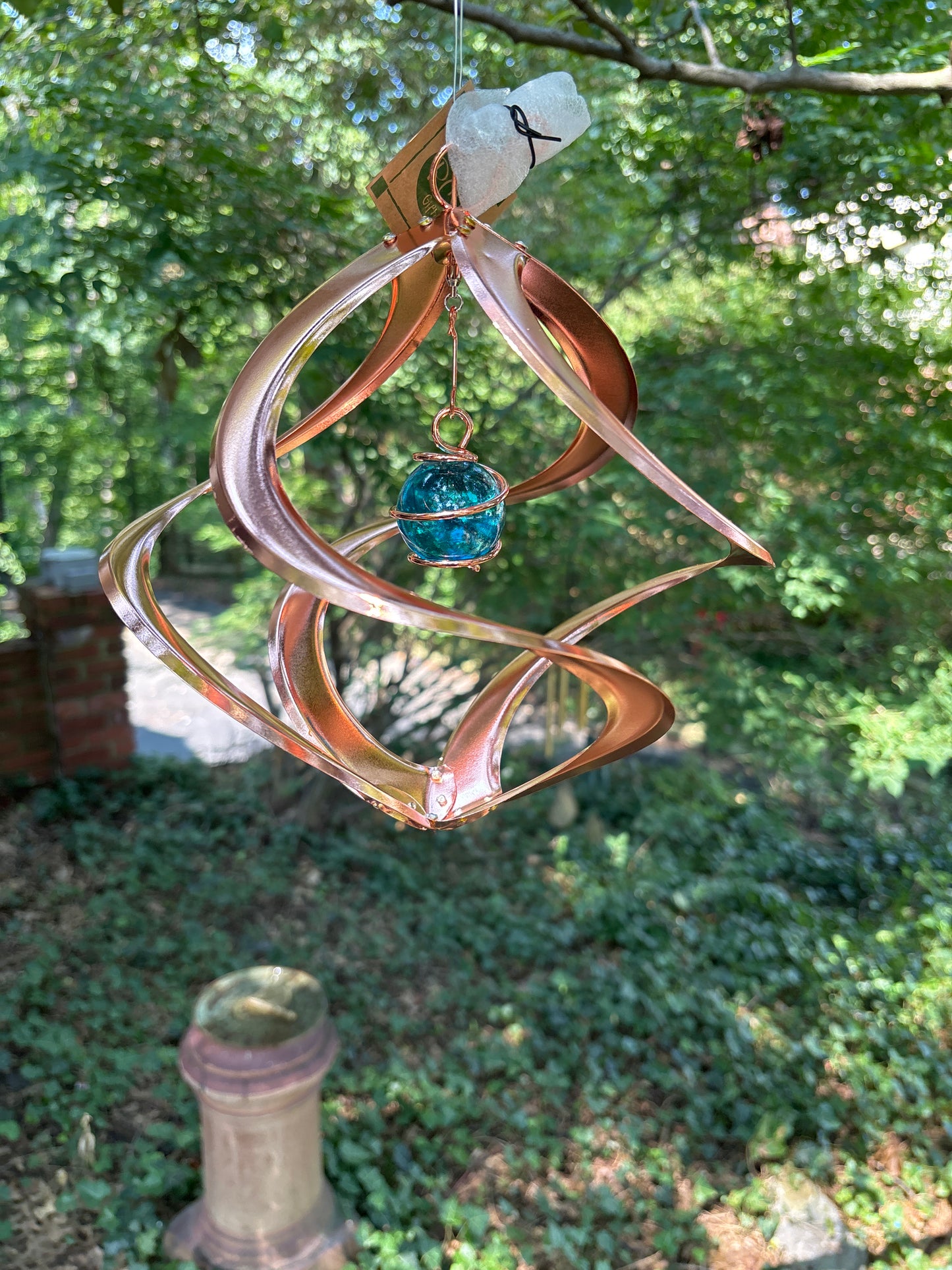 AWESOME Cosmix Copper Wind Spinner with Glass Planet - 11 inch