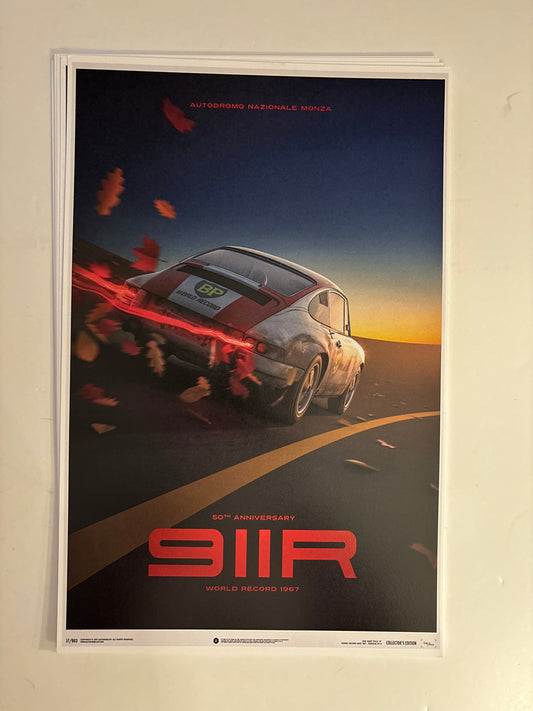 Porsche 911R World Record Poster 1967