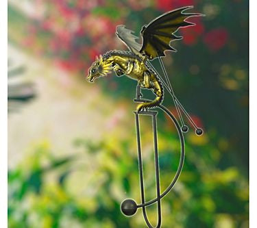 Green Metal Dragon Garden Rocker Statue