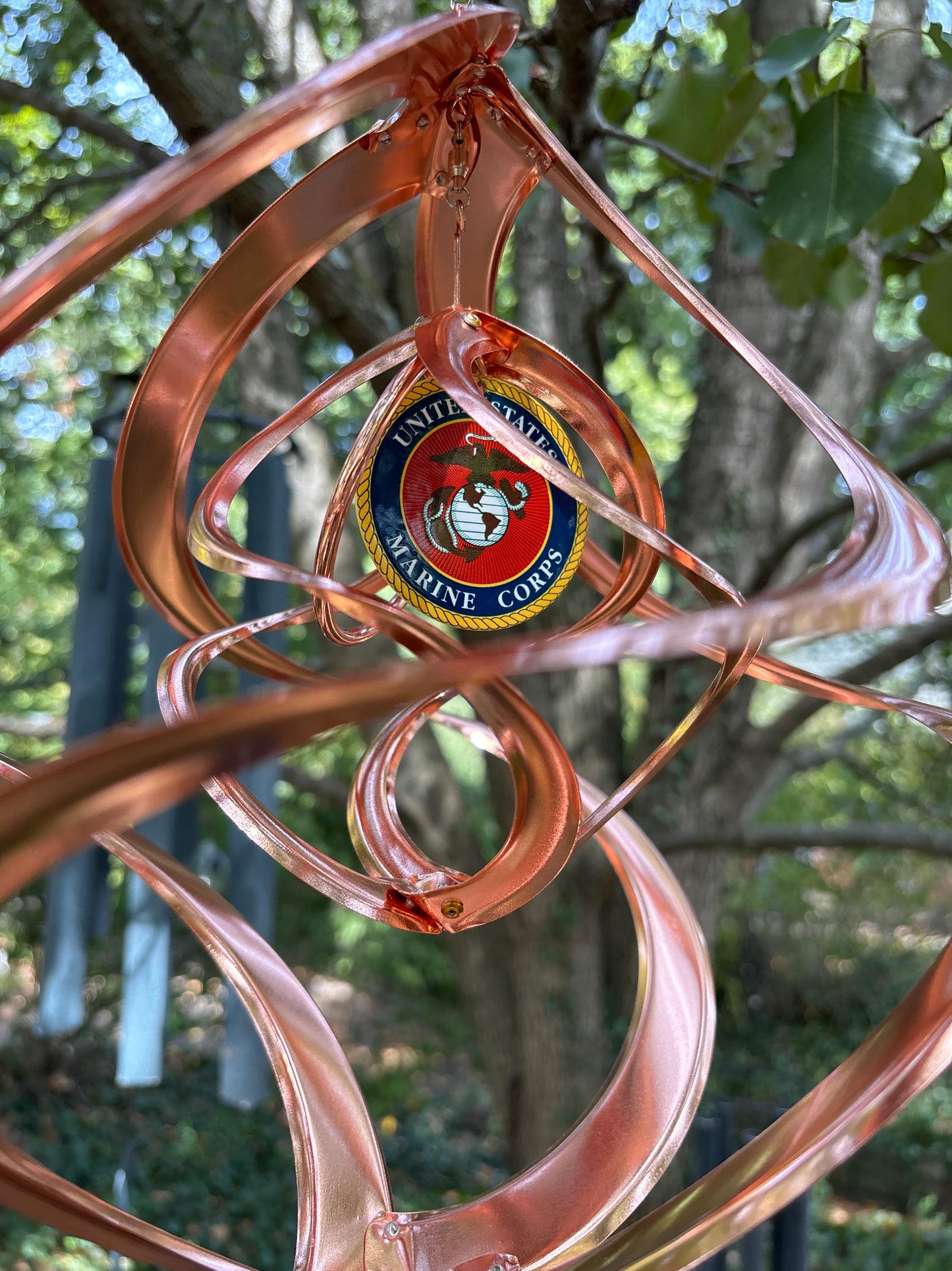 New 14 inch Double Copper Cosmix WIND Spinner Salute to the Marine Corps Keepsake