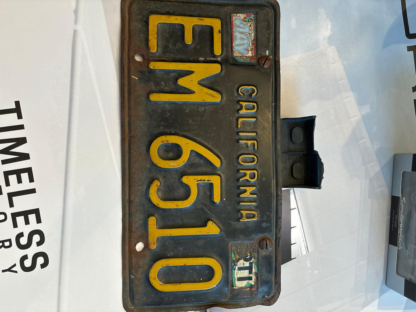 Vintage, black yellow, California license plate