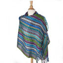 Guatemala Mayan Hand Woven Windowpane Wrap | Turquoise Jewels
