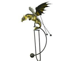 Green Metal Dragon Garden Rocker Statue
