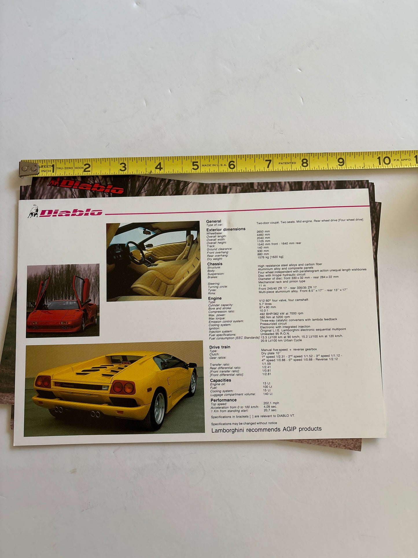 Vintage FACTORY Lamborghini Diablo dealer brochure