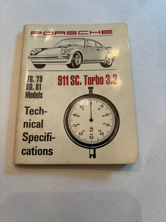 Porsche Spec book yrs. 78,79,80,81 - 911 SC TURBO 3.3 Models - 1st ed