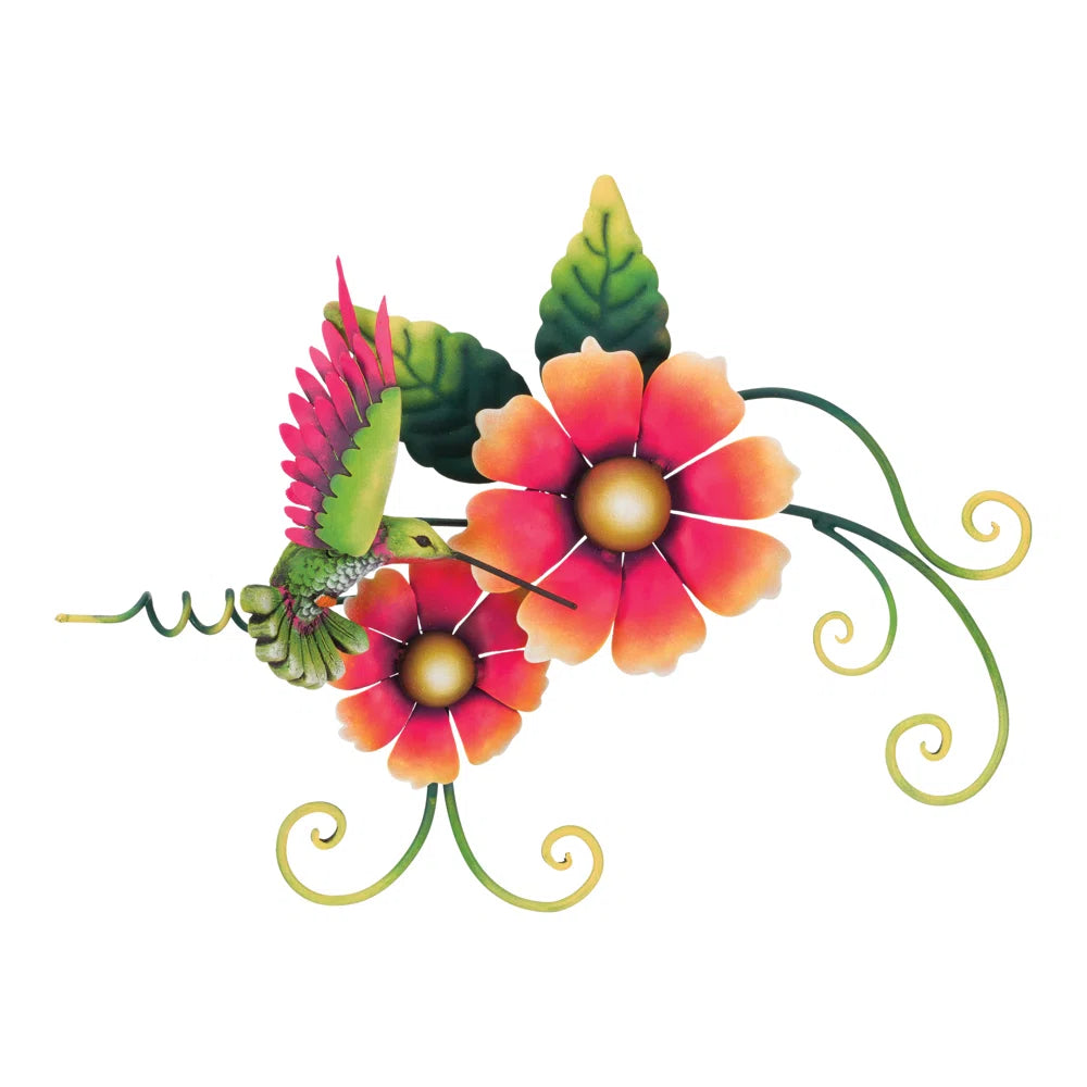Hummingbird Double Flower Wall Decor