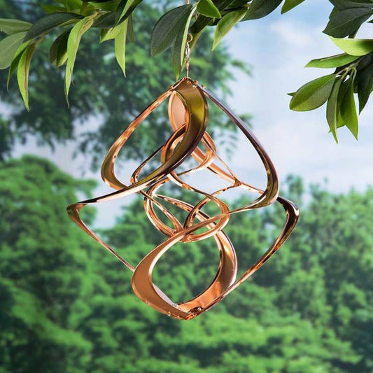 Copper-Plated Dual Spiral Hanging Metal Wind Spinner medium 14inch