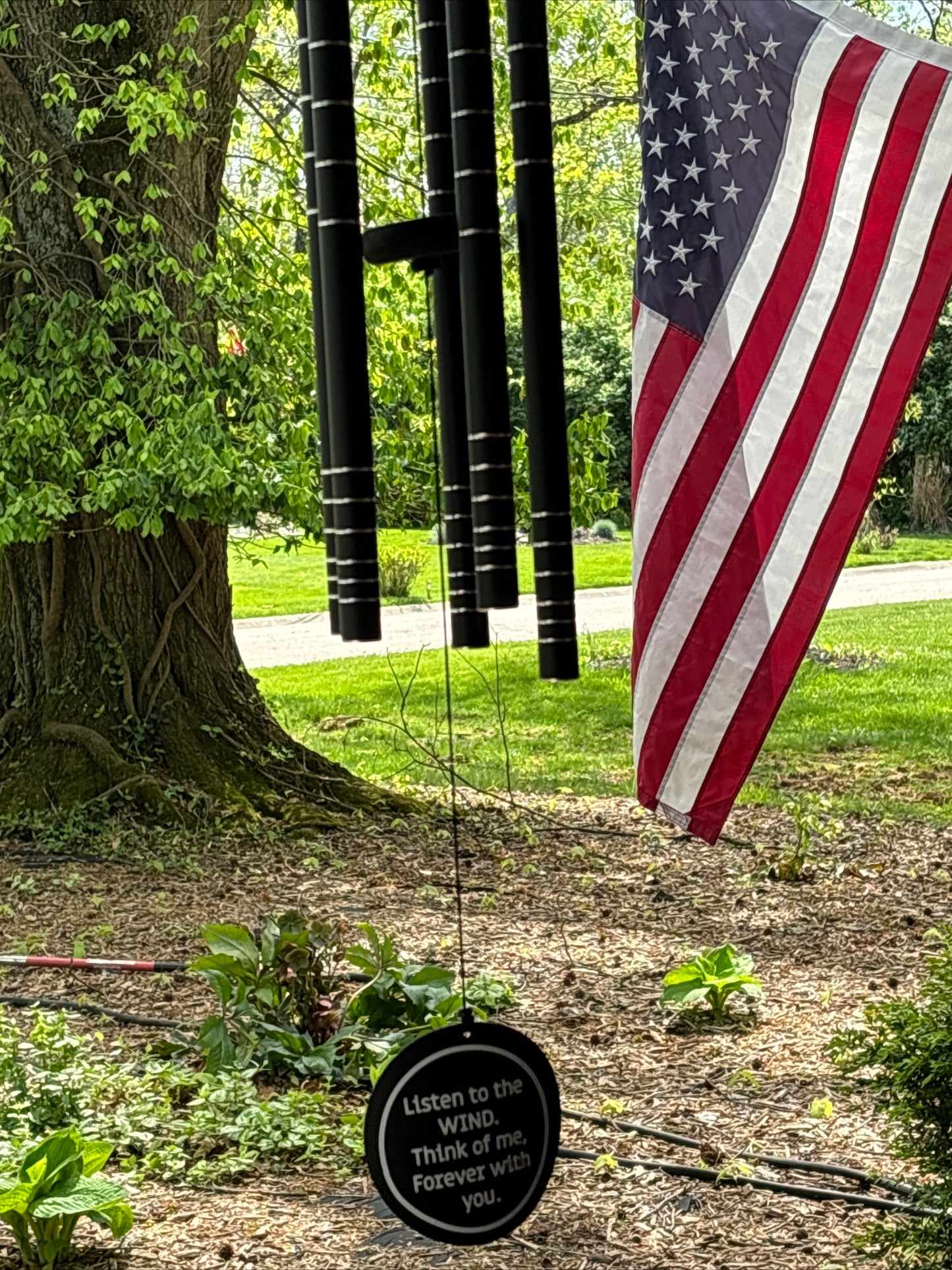 On Angel's Wings Personalized Memorial Premium Wind Chimes 41 inch long