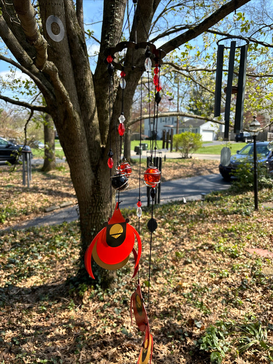 Charley Harper Cardinal Courtship Spiral Wind Chime