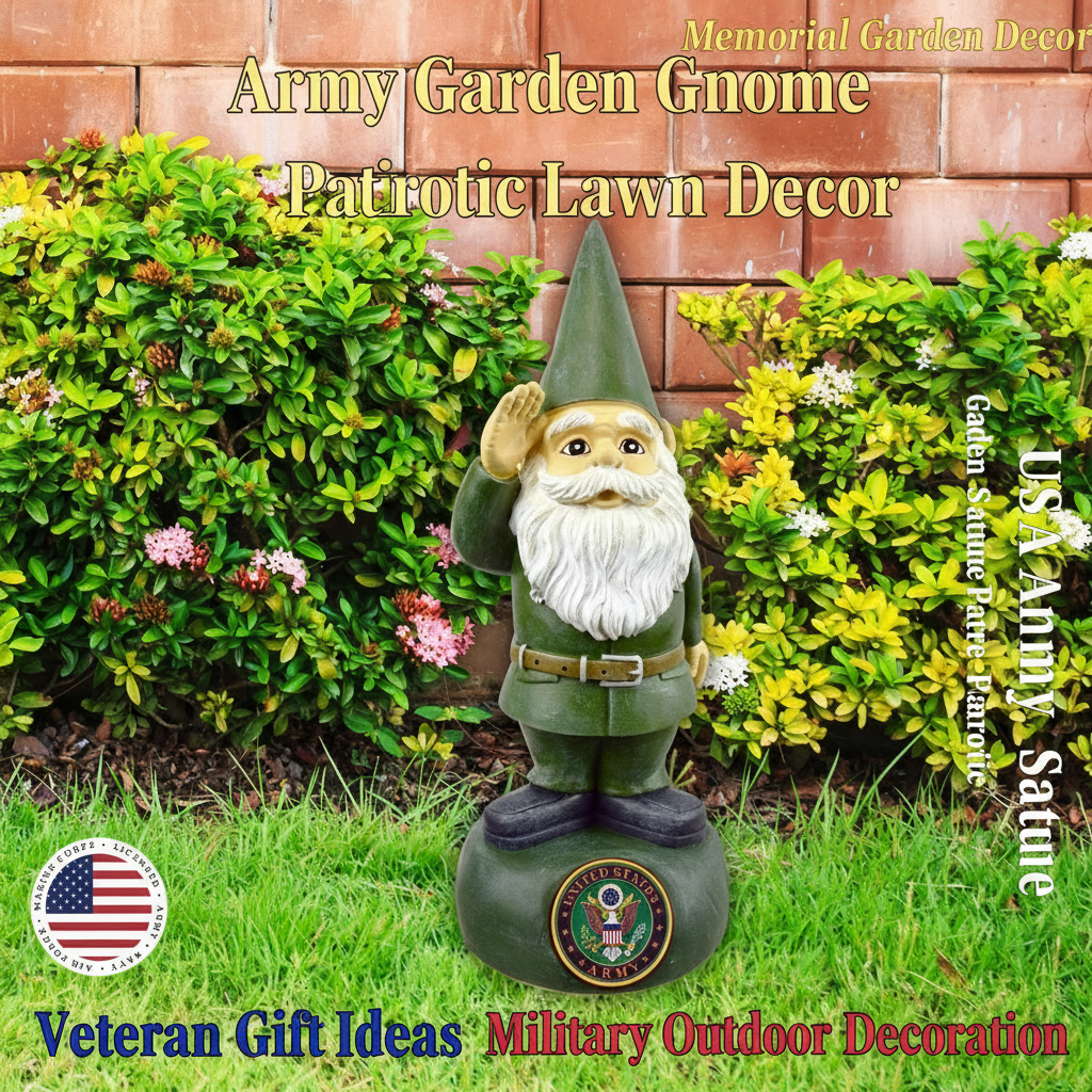 Army Garden Gnome – Patriotic Outdoor Décor