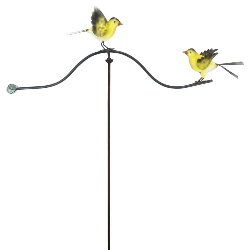 Backyard Balancing Fluttering Yellow Finches