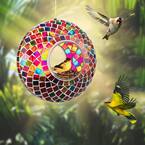 Mosaic Hanging Glass Bird Feeder Circle for Small to Medium Birds