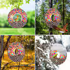 Mosaic Hanging Glass Bird Feeder Circle for Small to Medium Birds