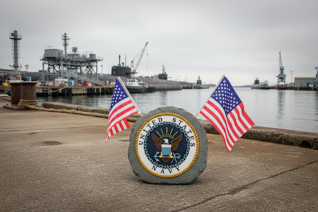 U.S. Navy Garden Stone with Flags – 10