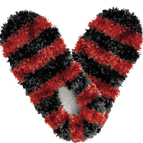 Fuzzy Footies Black Red Striped